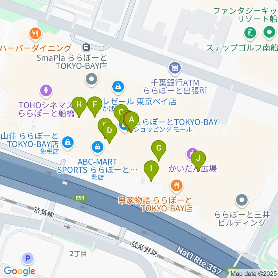 伊藤楽器 ららぽーとTOKYO-BAY店周辺のカフェ一覧地図