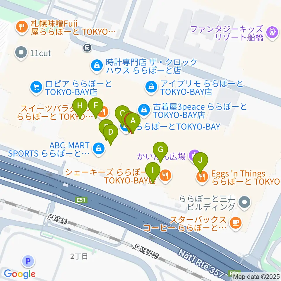 伊藤楽器 ららぽーとTOKYO-BAY店周辺のカフェ一覧地図