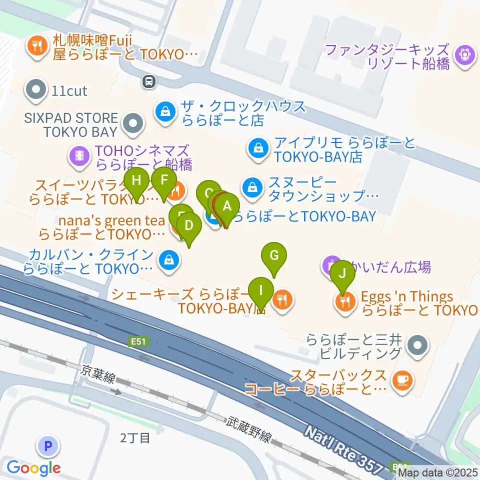 伊藤楽器 ららぽーとTOKYO-BAY店周辺のカフェ一覧地図