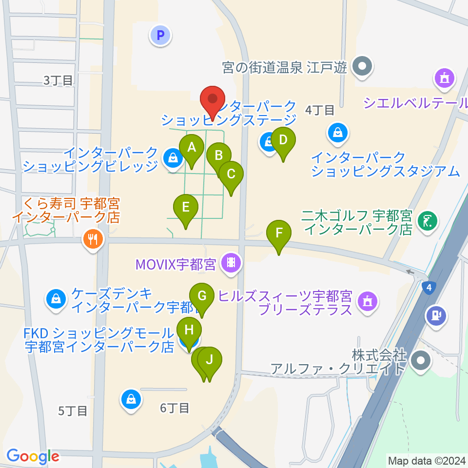 島村楽器 宇都宮インターパークビレッジ店周辺のカフェ一覧地図