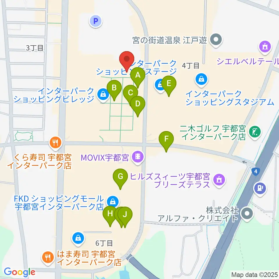 島村楽器 宇都宮インターパークビレッジ店周辺のカフェ一覧地図