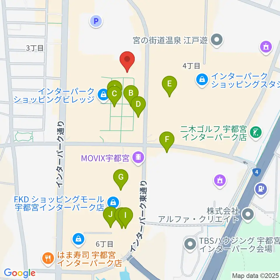 島村楽器 宇都宮インターパークビレッジ店周辺のカフェ一覧地図