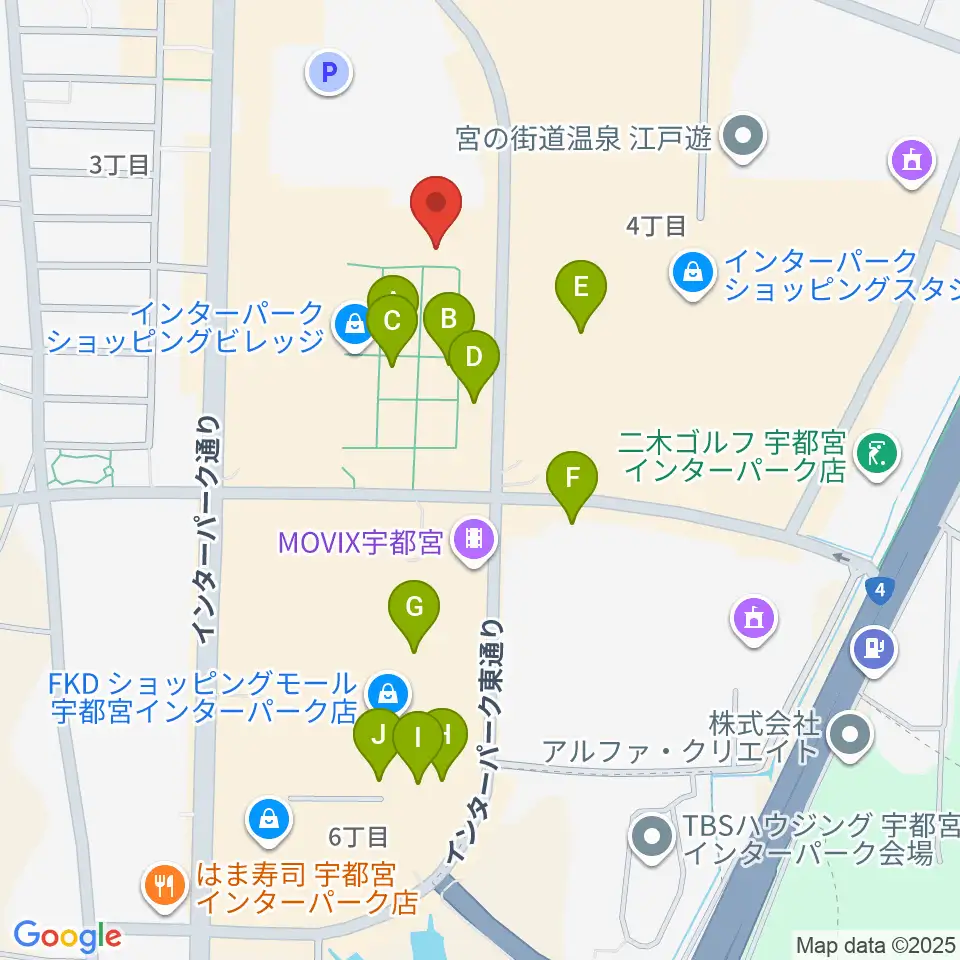 島村楽器 宇都宮インターパークビレッジ店周辺のカフェ一覧地図