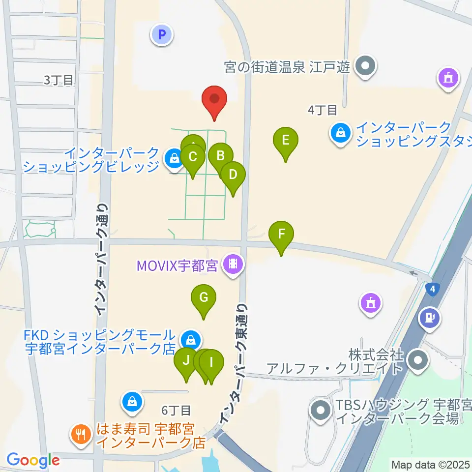 島村楽器 宇都宮インターパークビレッジ店周辺のカフェ一覧地図
