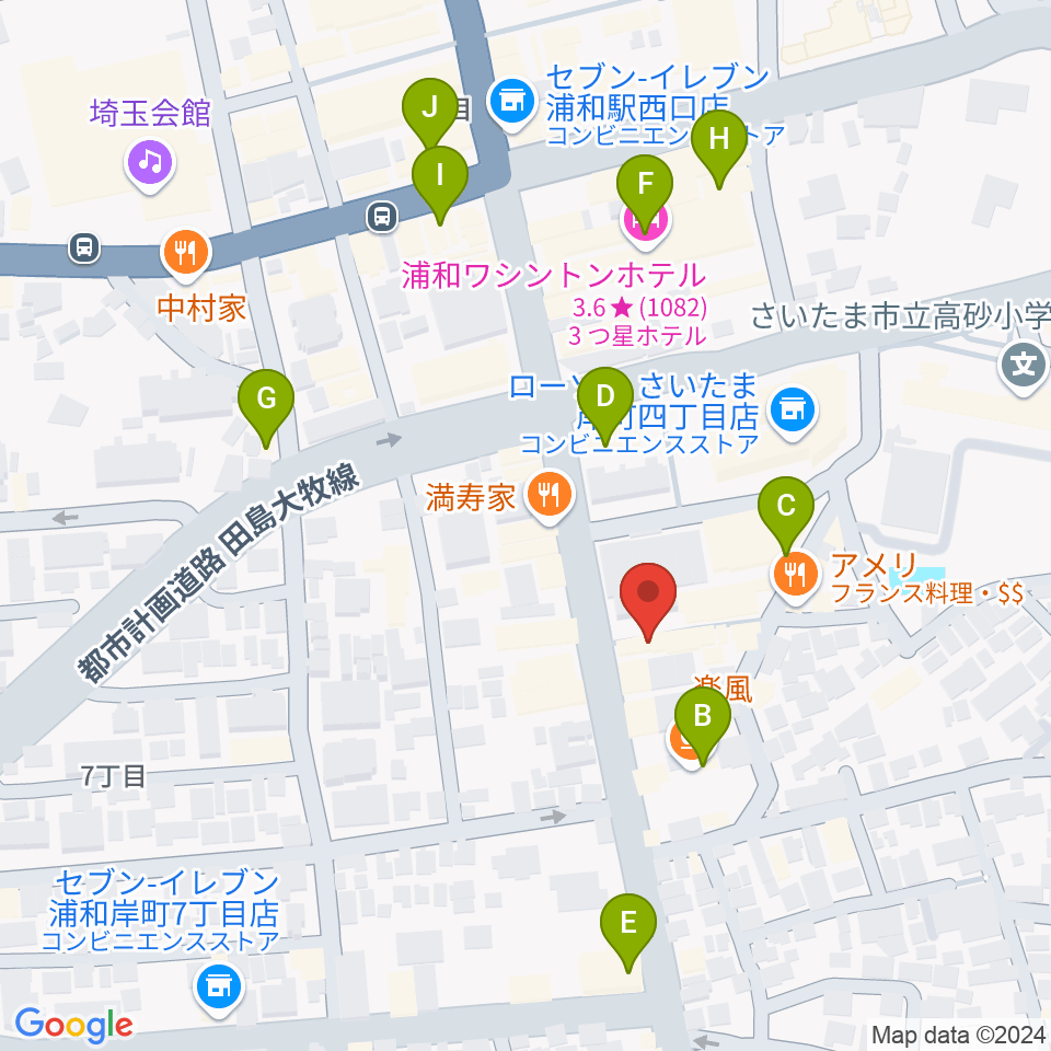 浦和Cafe Tone周辺のカフェ一覧地図