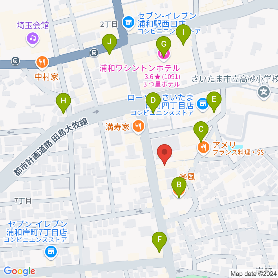 浦和Cafe Tone周辺のカフェ一覧地図