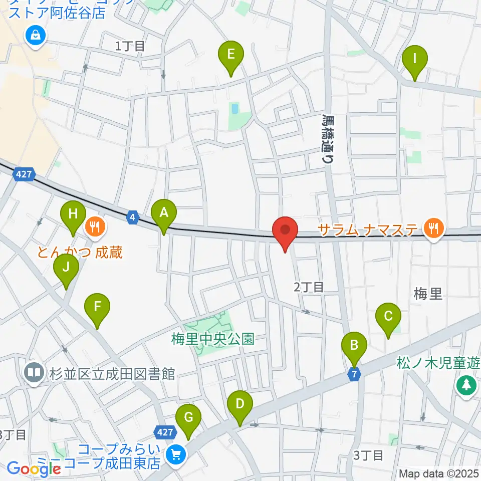 レコーディング.com周辺のカフェ一覧地図
