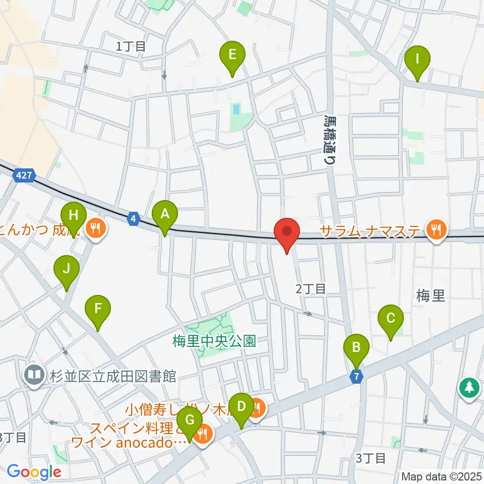 レコーディング.com周辺のカフェ一覧地図