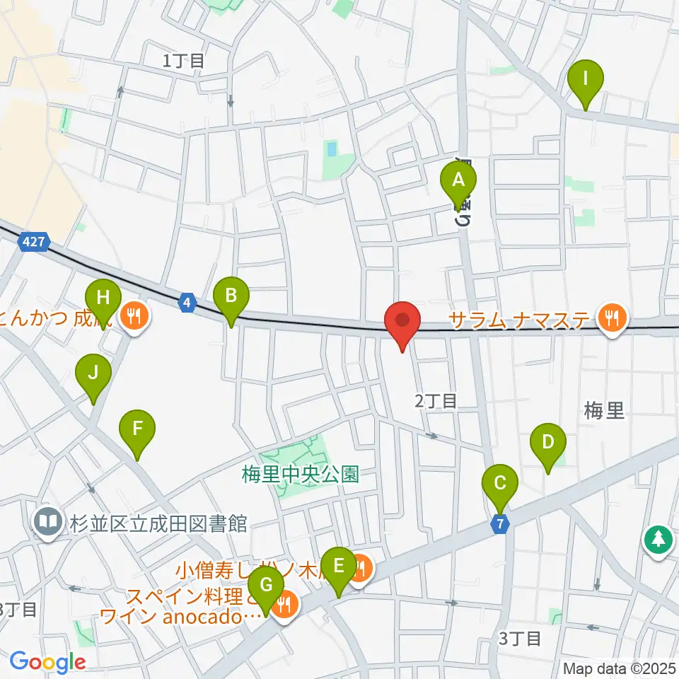 レコーディング.com周辺のカフェ一覧地図