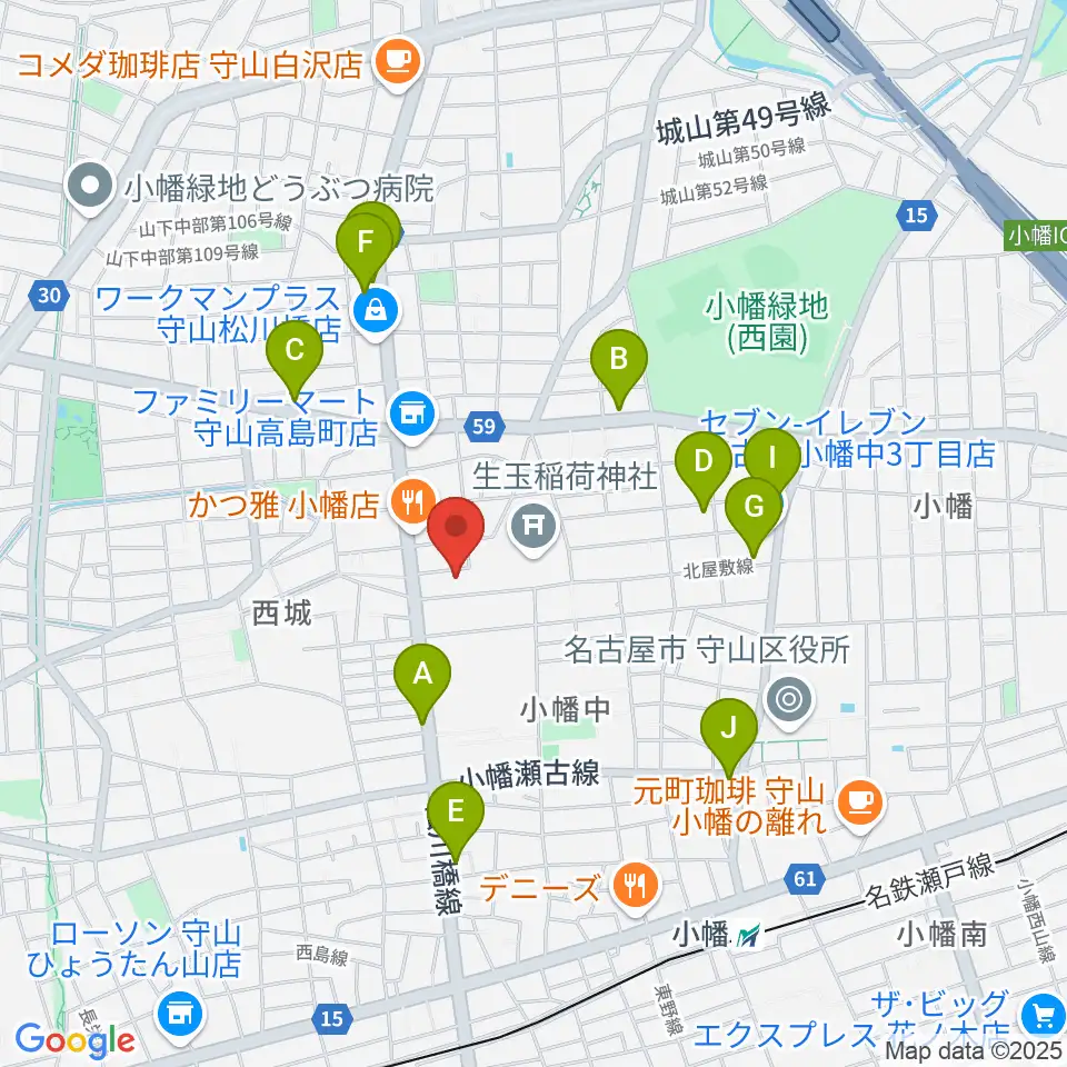 オットリーヤナカザワ周辺のカフェ一覧地図