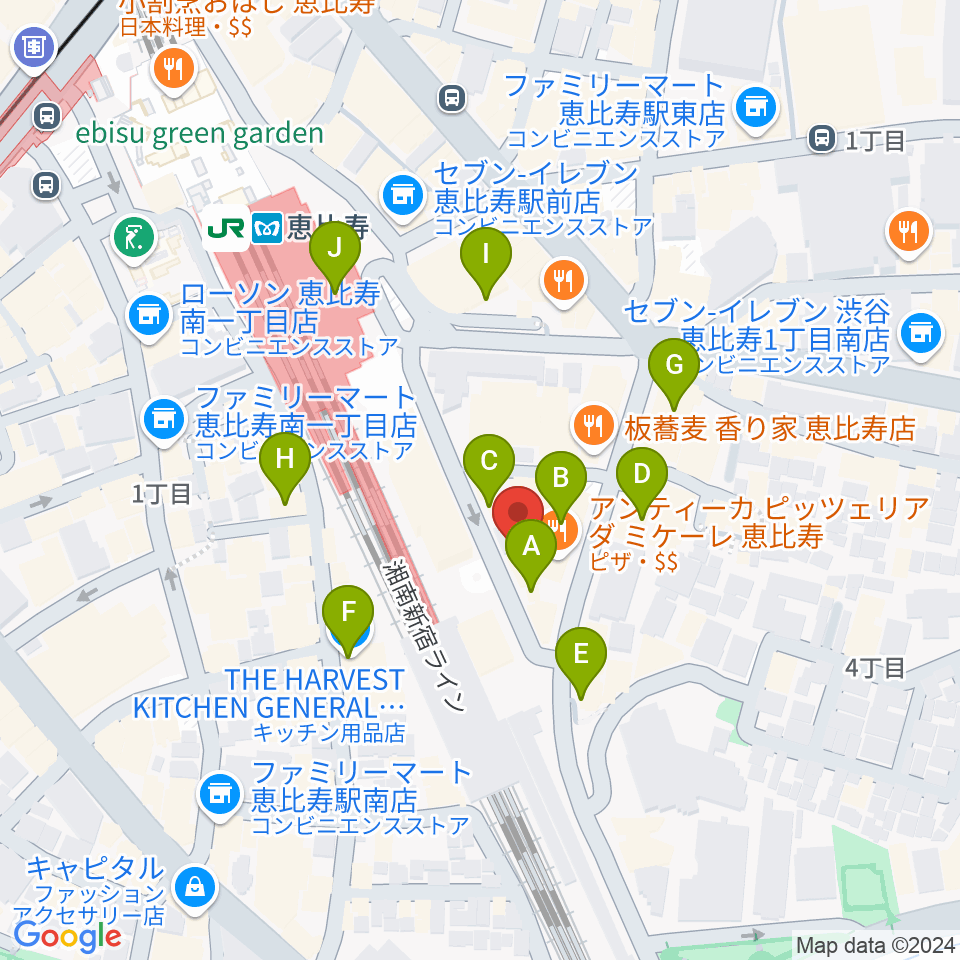 サウンドスタジオノア恵比寿周辺のカフェ一覧地図