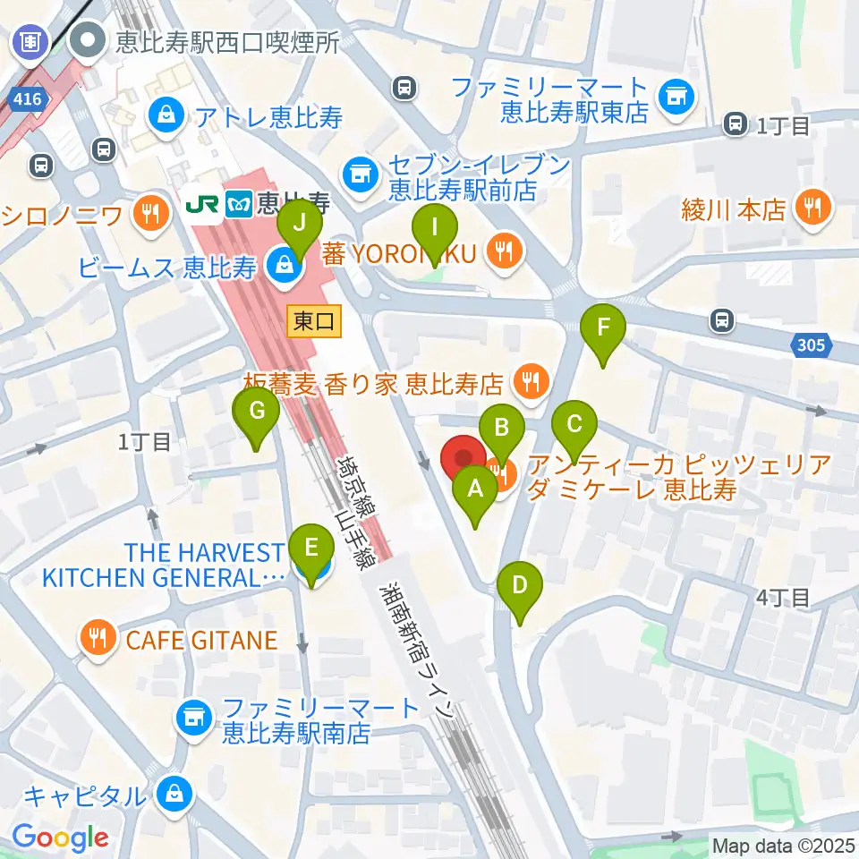 サウンドスタジオノア恵比寿周辺のカフェ一覧地図