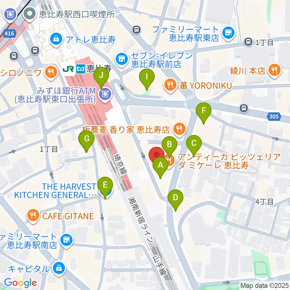 サウンドスタジオノア恵比寿周辺のカフェ一覧地図