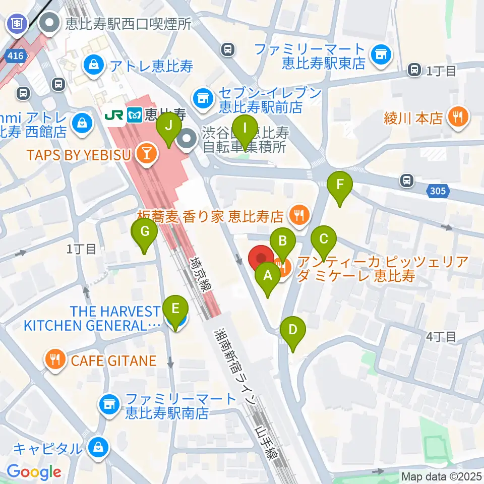 サウンドスタジオノア恵比寿周辺のカフェ一覧地図