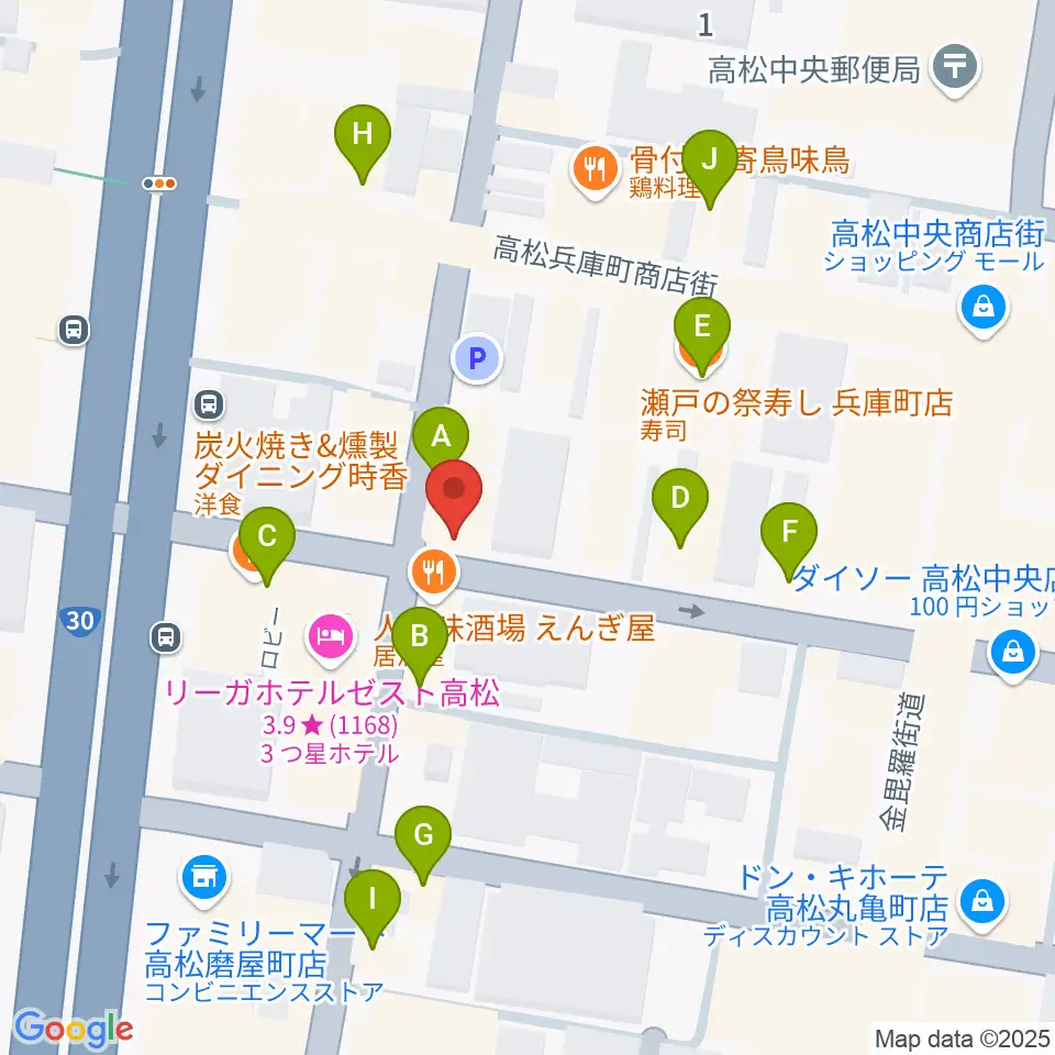 add9 Guitars周辺のカフェ一覧地図