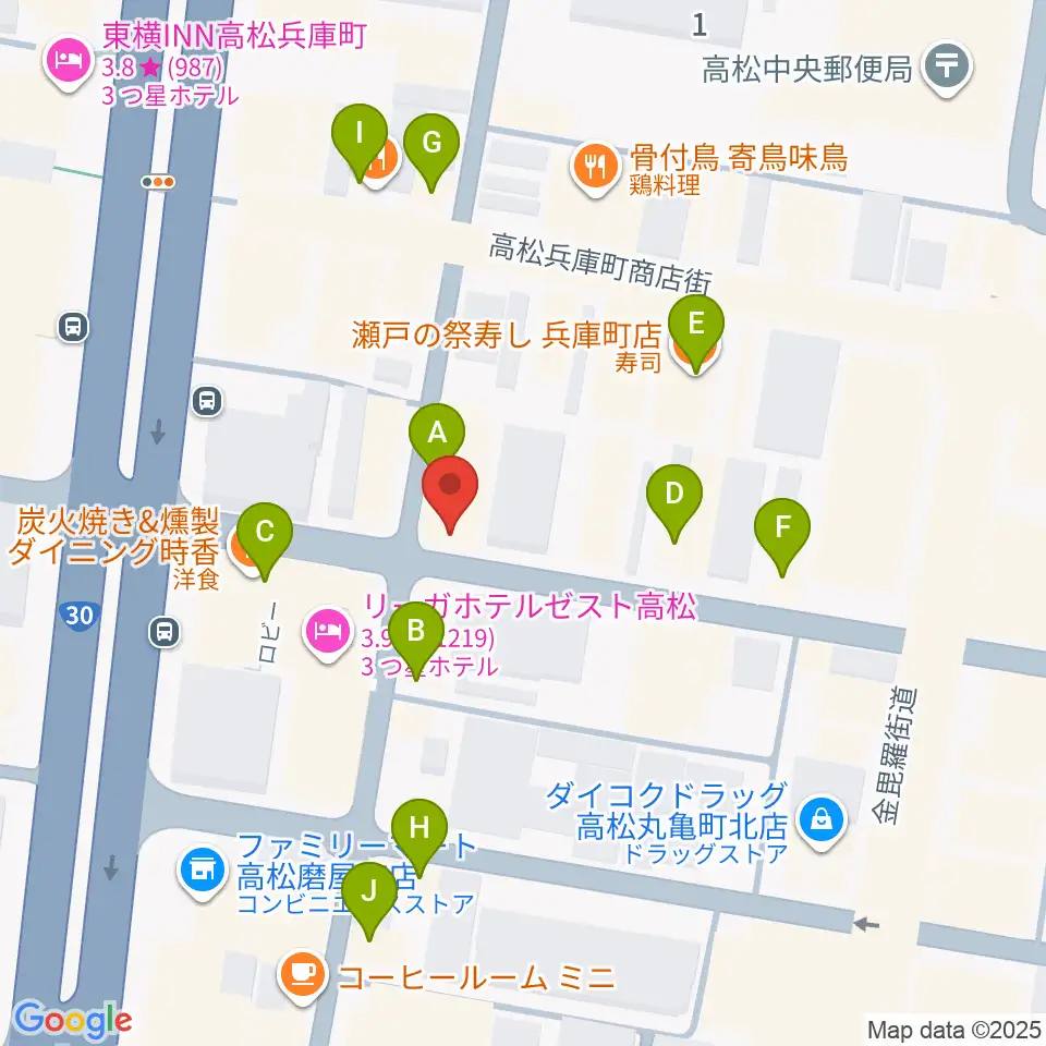 add9 Guitars周辺のカフェ一覧地図