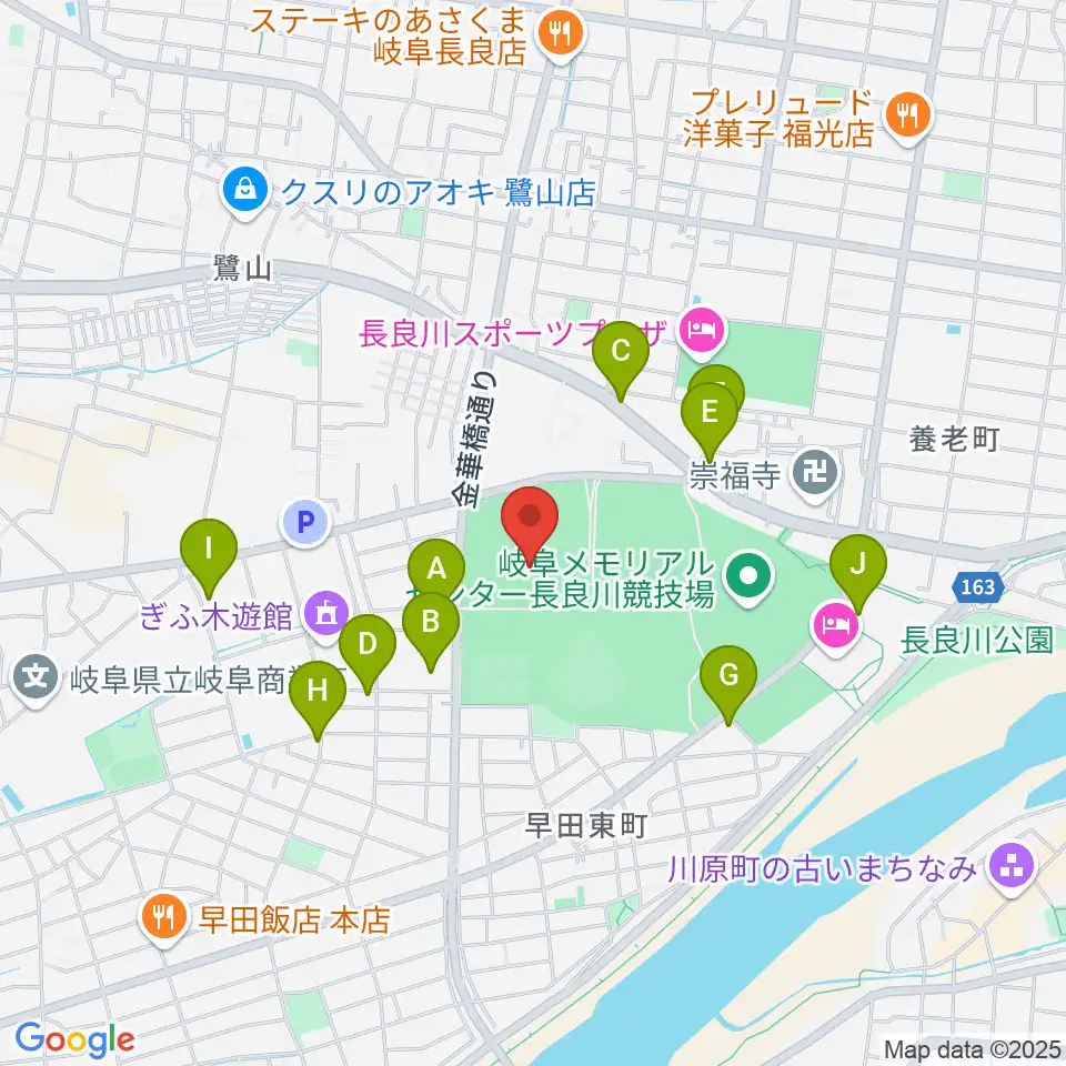 岐阜メモリアルセンターで愛ドーム周辺のカフェ一覧地図