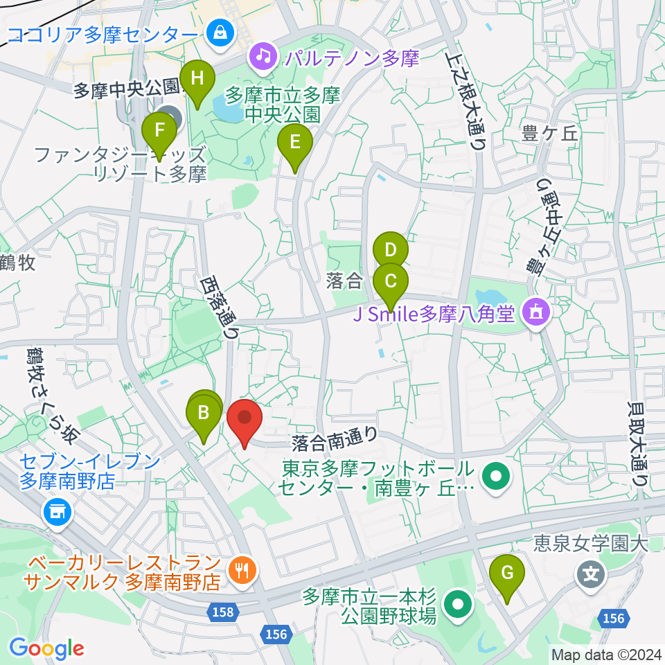 多摩市トムハウス周辺のカフェ一覧地図