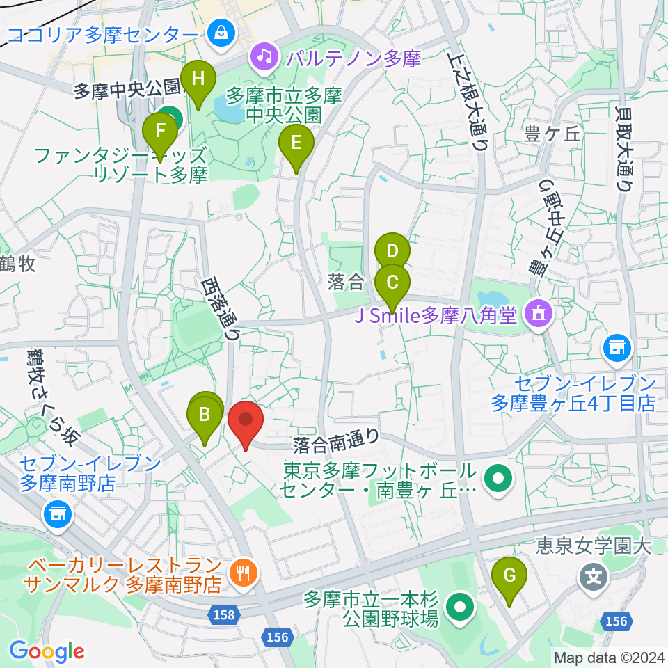 多摩市トムハウス周辺のカフェ一覧地図