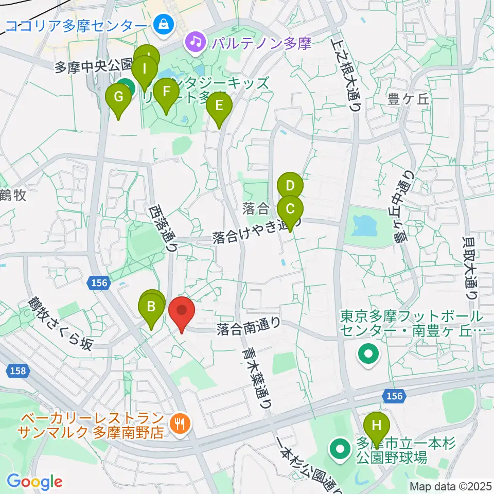 多摩市トムハウス周辺のカフェ一覧地図