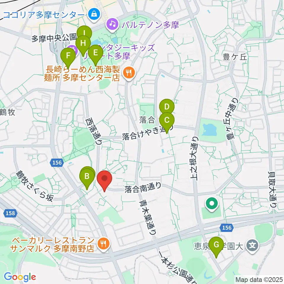 多摩市トムハウス周辺のカフェ一覧地図