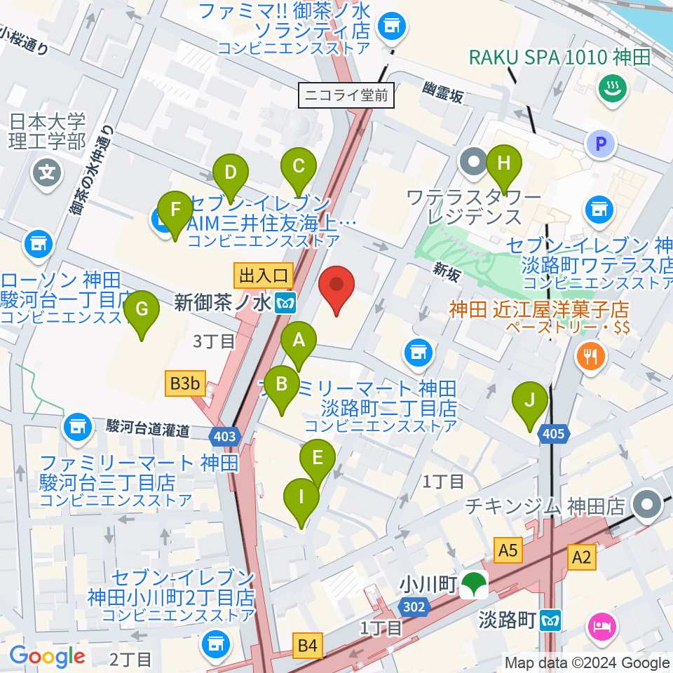 全電通労働会館周辺のカフェ一覧地図