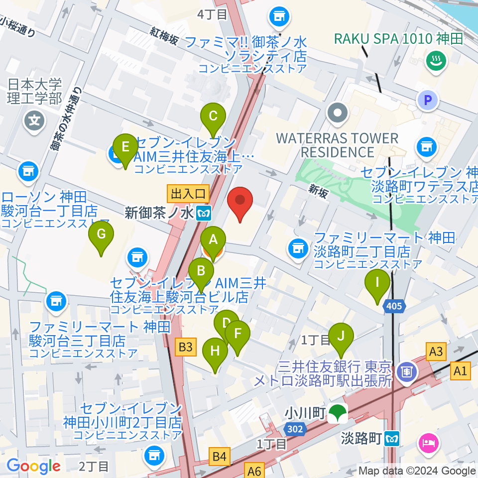 全電通労働会館周辺のカフェ一覧地図