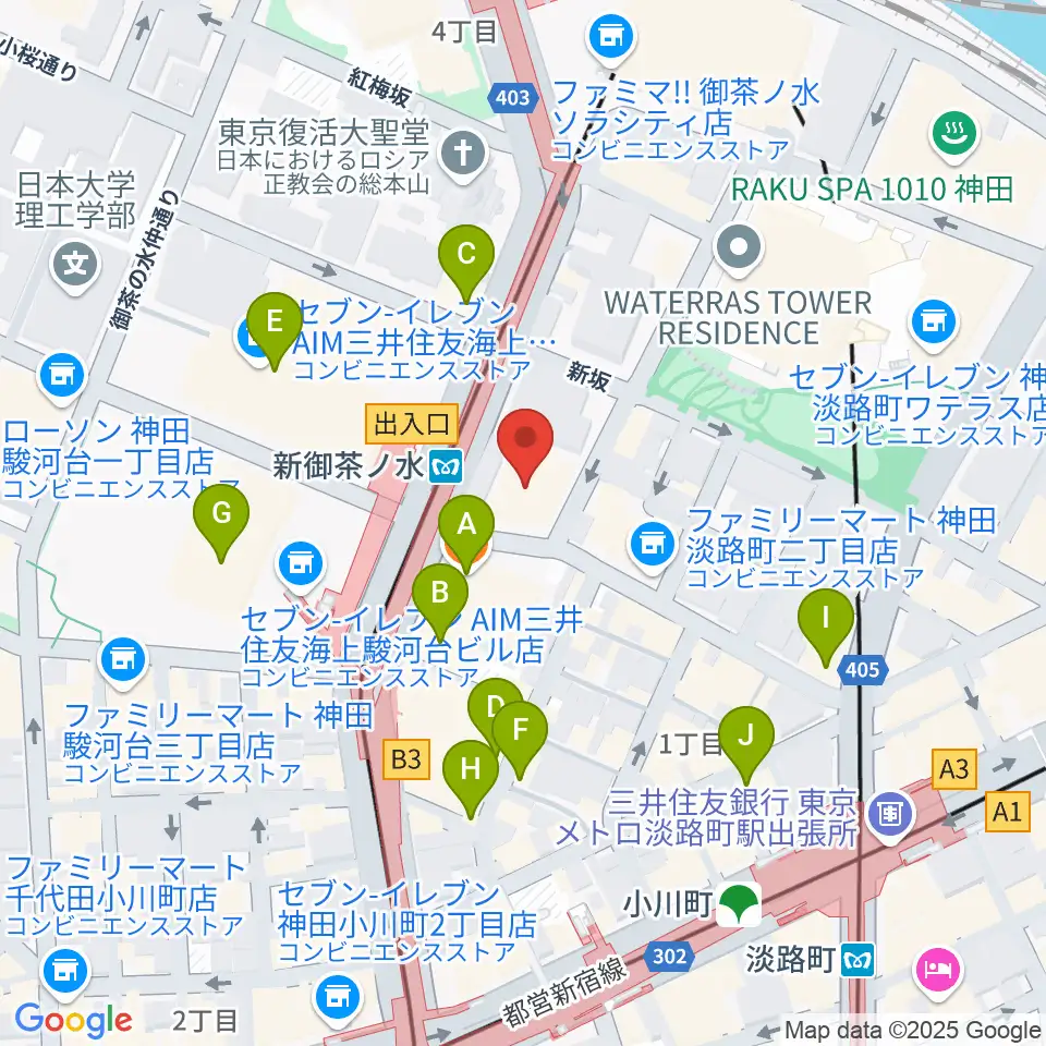 全電通労働会館周辺のカフェ一覧地図