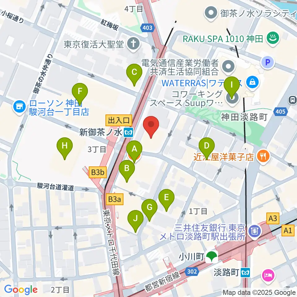 全電通労働会館周辺のカフェ一覧地図