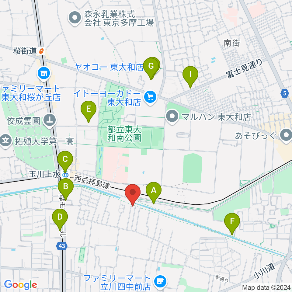 ロバハウス周辺のカフェ一覧地図