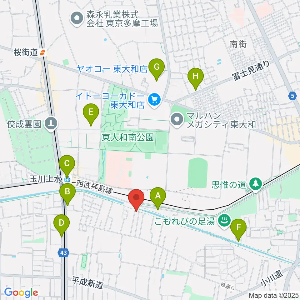 ロバハウス周辺のカフェ一覧地図