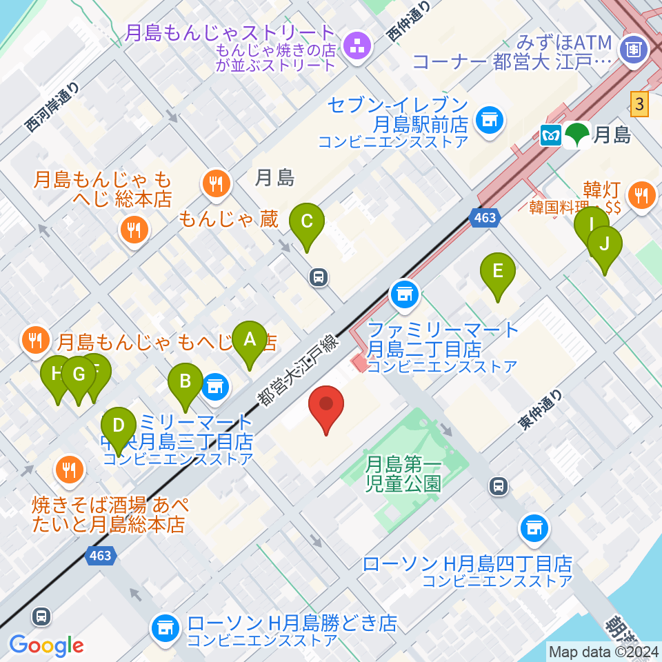 月島社会教育会館周辺のカフェ一覧地図