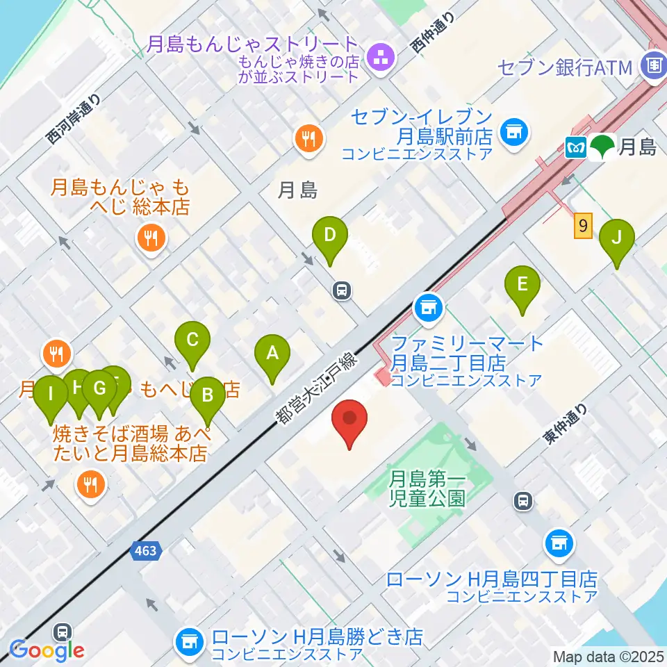 月島社会教育会館周辺のカフェ一覧地図