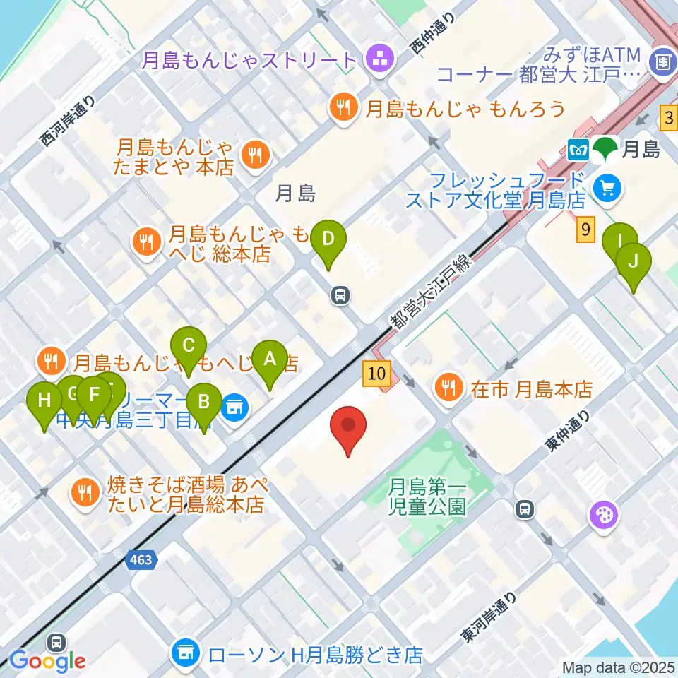月島社会教育会館周辺のカフェ一覧地図