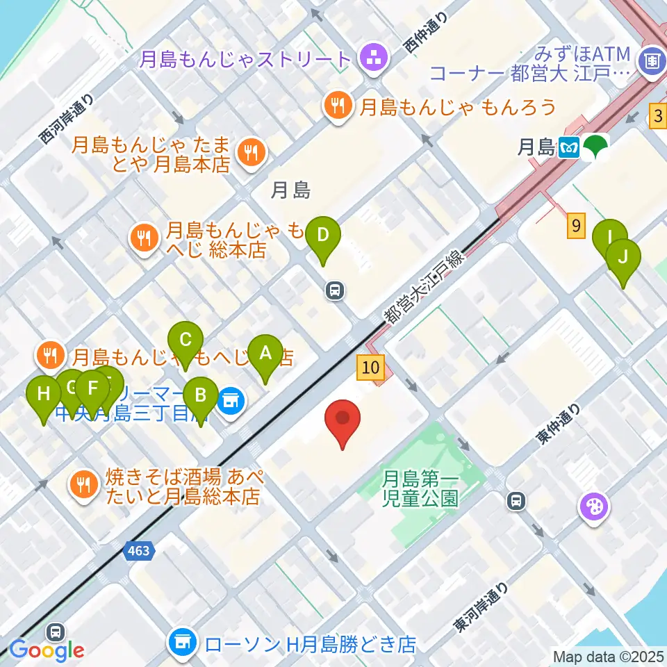 月島社会教育会館周辺のカフェ一覧地図