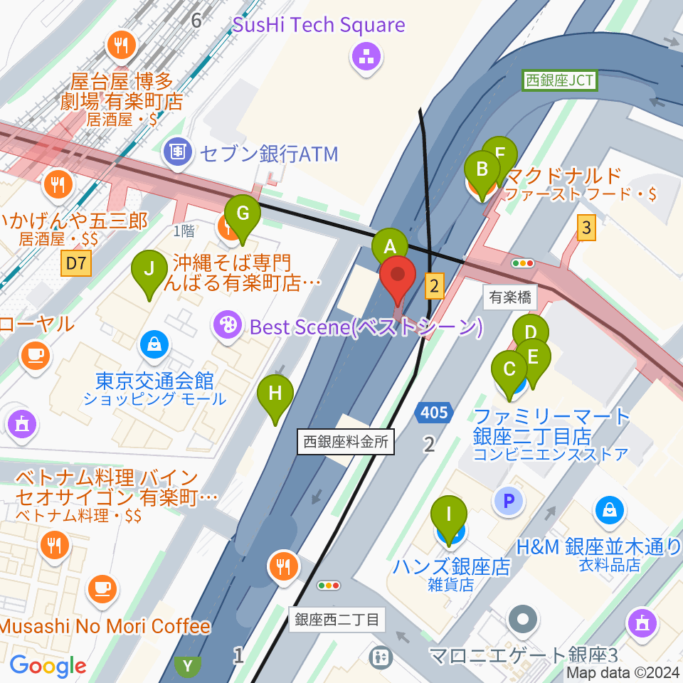 銀座Swing周辺のカフェ一覧地図