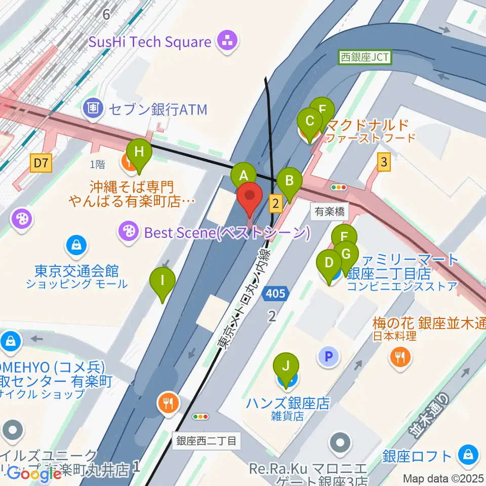 銀座Swing周辺のカフェ一覧地図