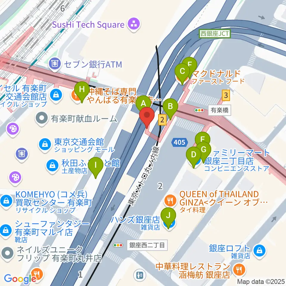 銀座Swing周辺のカフェ一覧地図