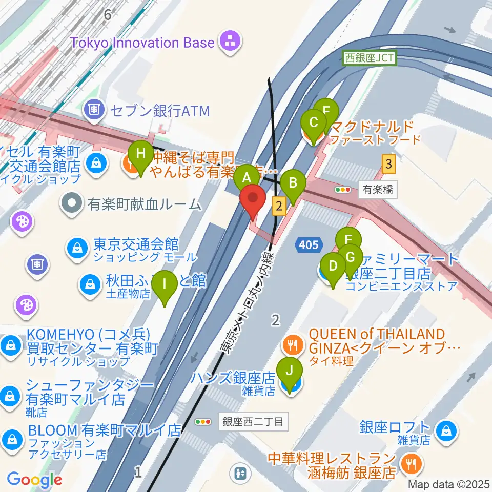 銀座Swing周辺のカフェ一覧地図