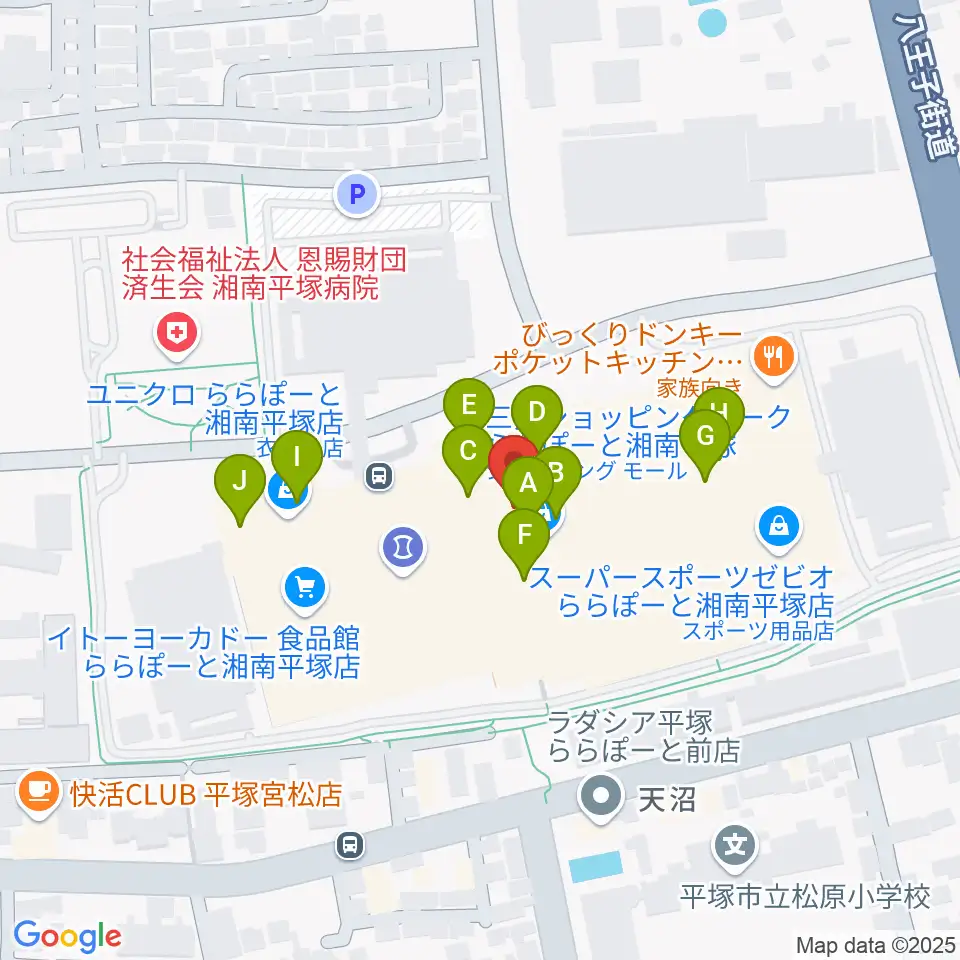 島村楽器 ららぽーと湘南平塚店周辺のカフェ一覧地図