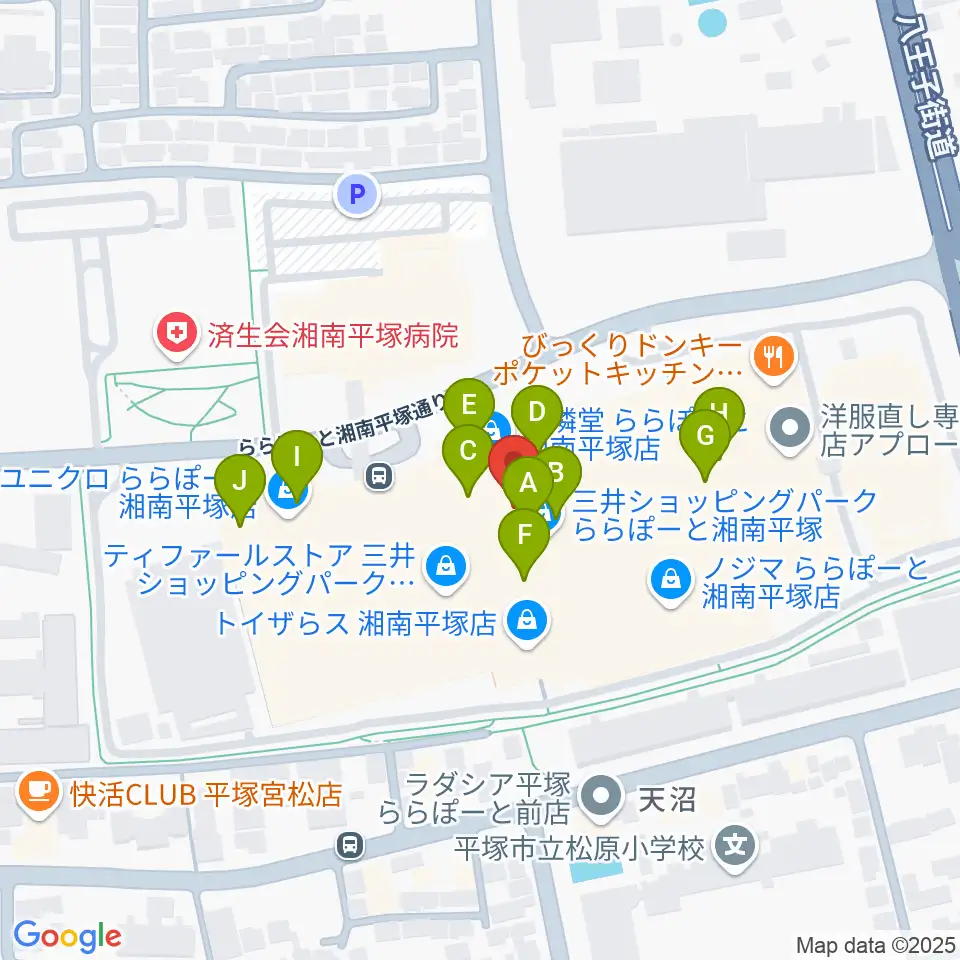 島村楽器 ららぽーと湘南平塚店周辺のカフェ一覧地図