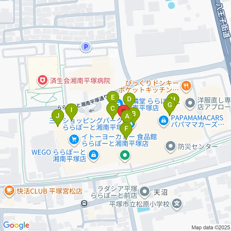 島村楽器 ららぽーと湘南平塚店周辺のカフェ一覧地図