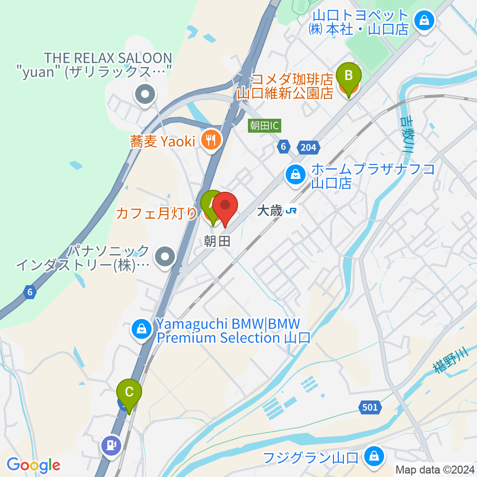 下関十字堂楽器店 ウインドぷらす周辺のカフェ一覧地図