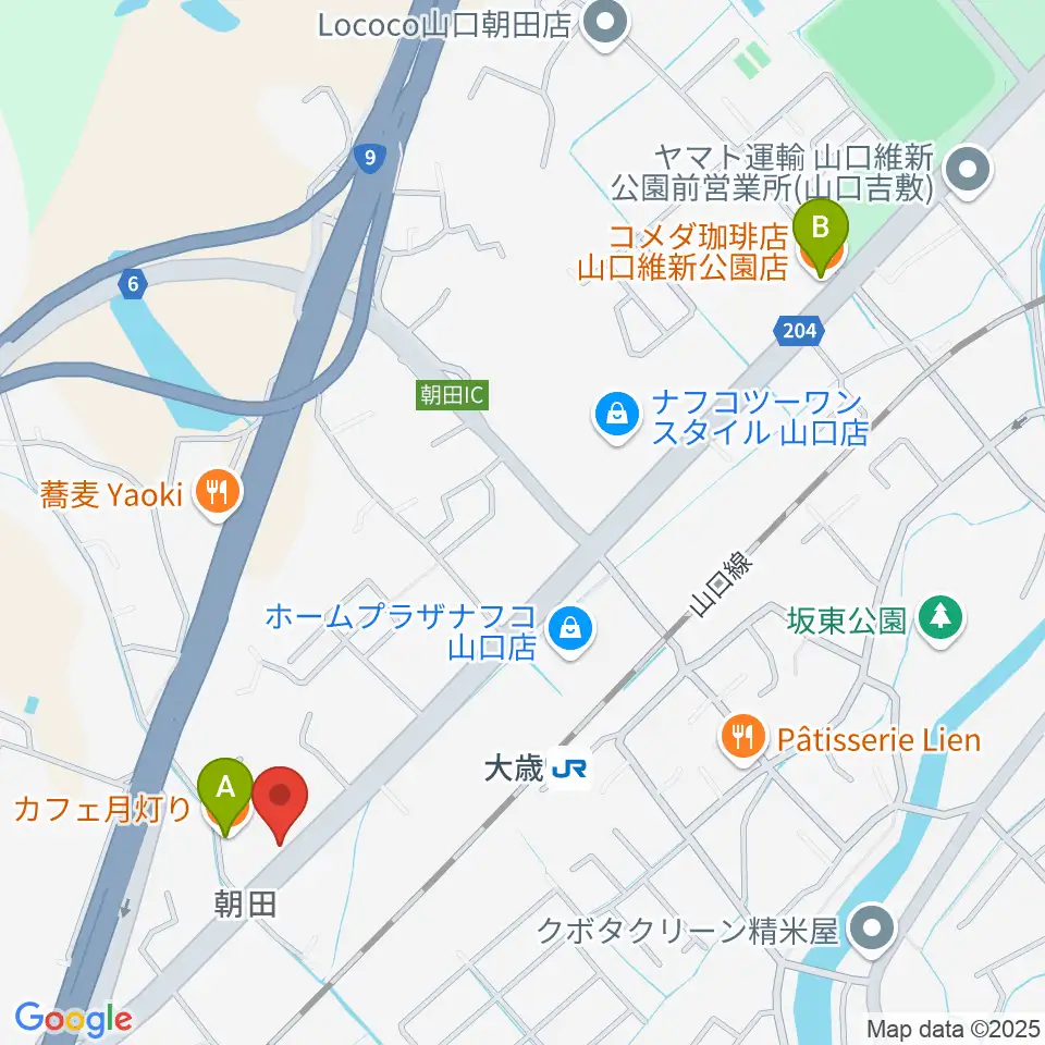 下関十字堂楽器店 ウインドぷらす周辺のカフェ一覧地図