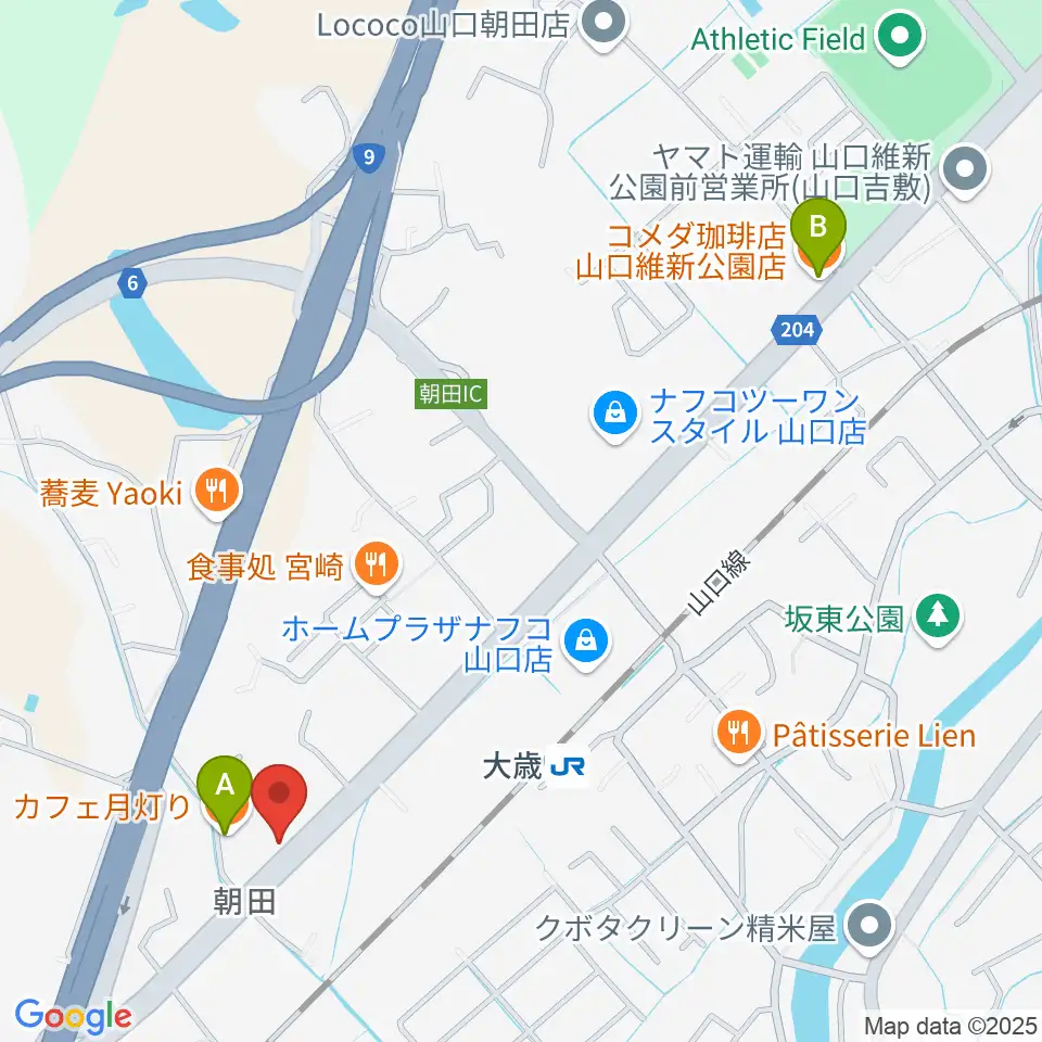 下関十字堂楽器店 ウインドぷらす周辺のカフェ一覧地図