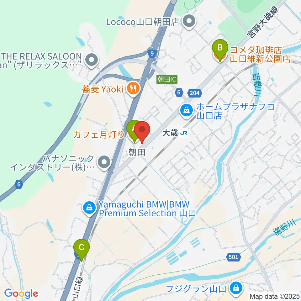 下関十字堂楽器店 ウインドぷらす周辺のカフェ一覧地図