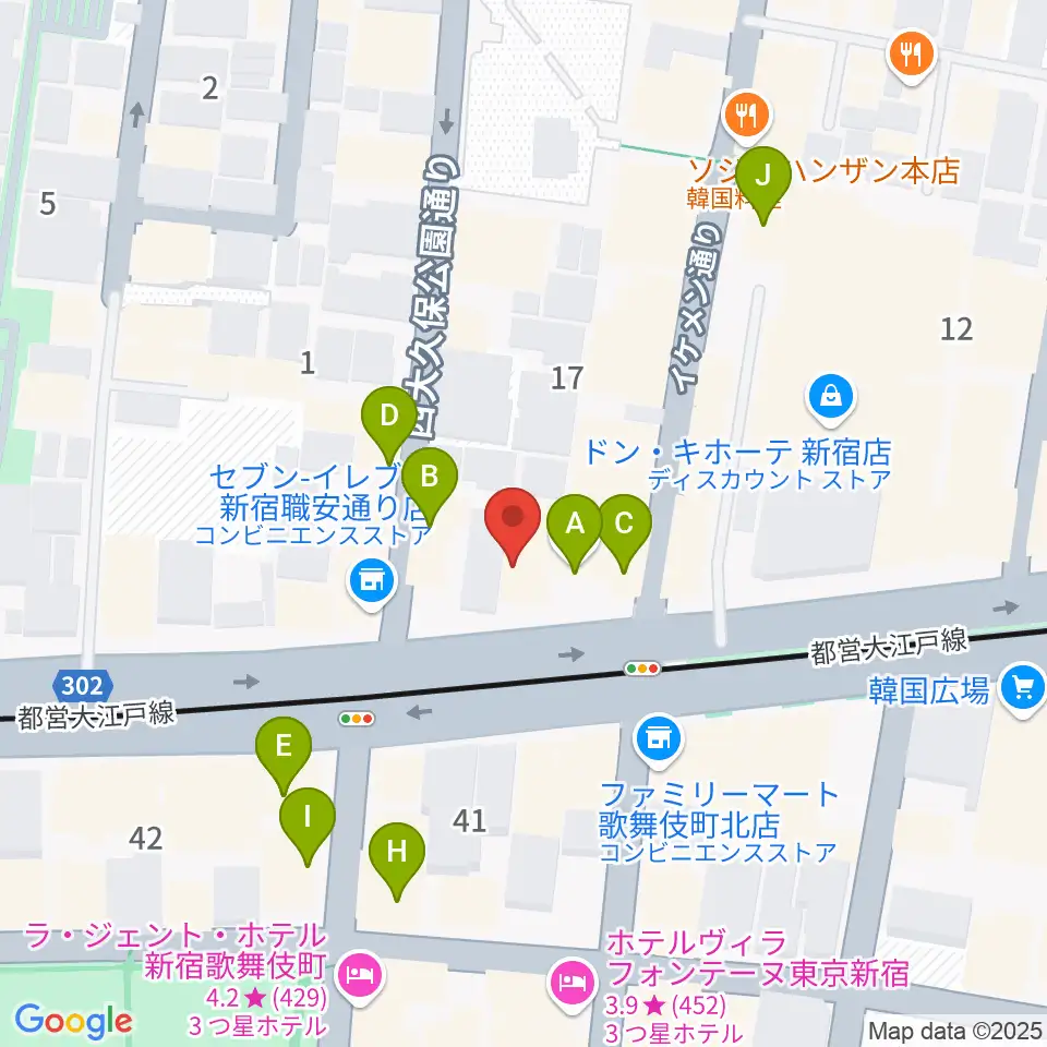 新宿SHOWBOX周辺のカフェ一覧地図