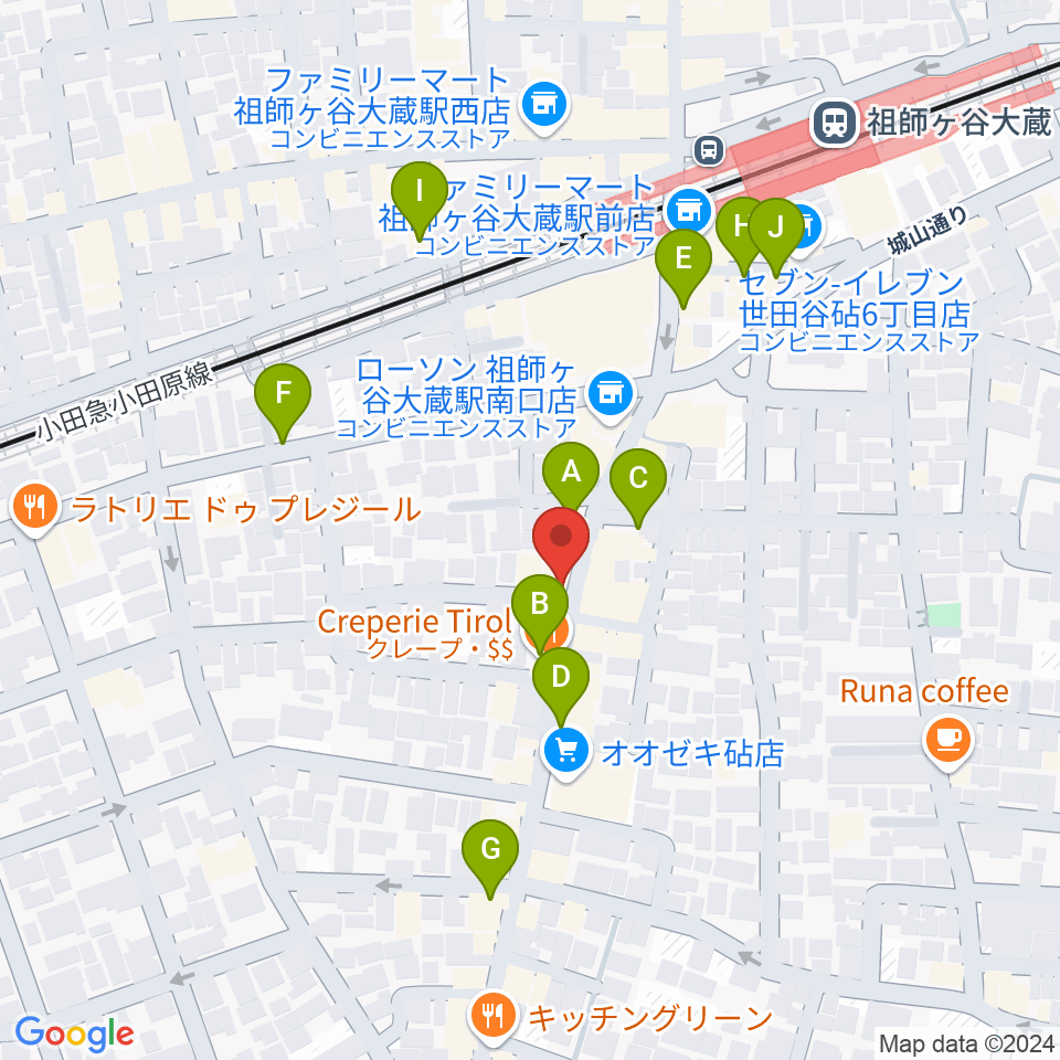 祖師谷大蔵エクレルシ周辺のカフェ一覧地図