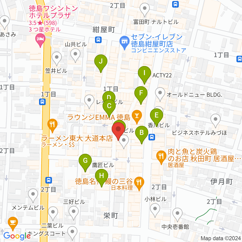 徳島HOT ROD周辺のカフェ一覧地図