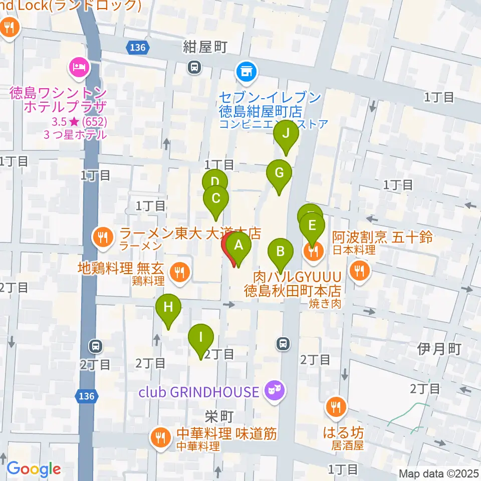 徳島HOT ROD周辺のカフェ一覧地図